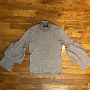 Knyt & Lynx Taupe Wool Blend Bell Sleeve Sweater Women’s M *See Description*